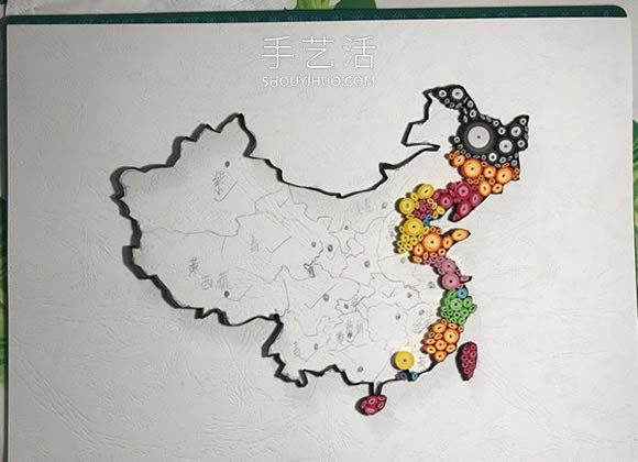 衍纸手工制作中国地图装饰品的做法教程