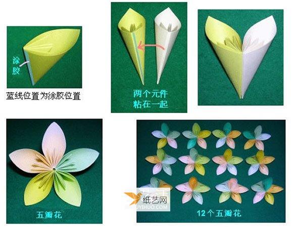 五瓣花花球的具体折叠方法