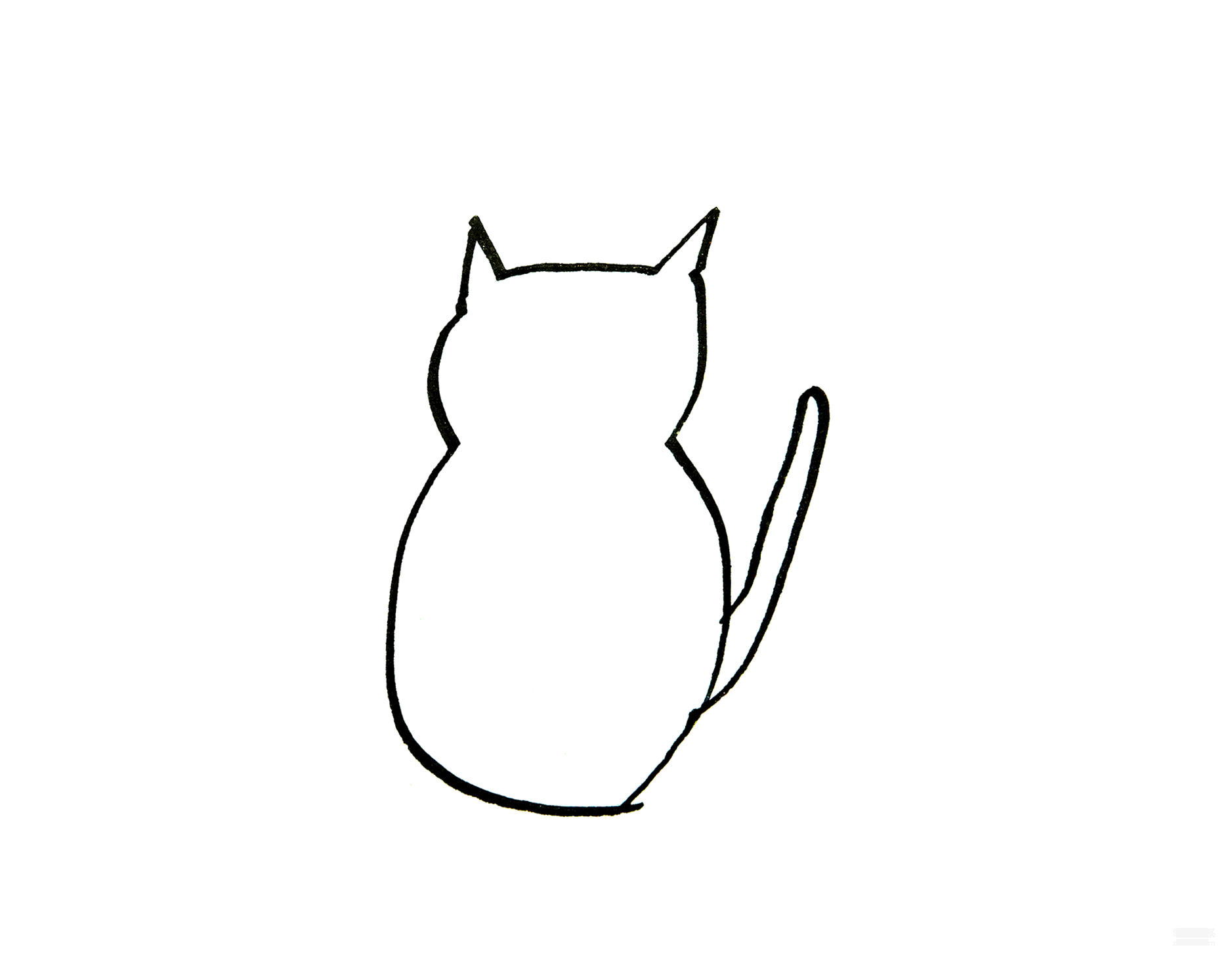 学画简笔画，灰色小猫简笔画