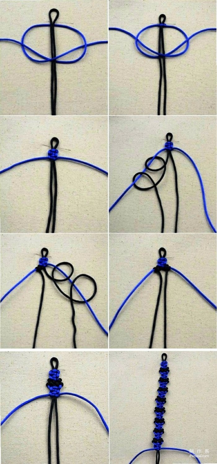 简单的宝宝绕线彩绳手链编织方法图解教程