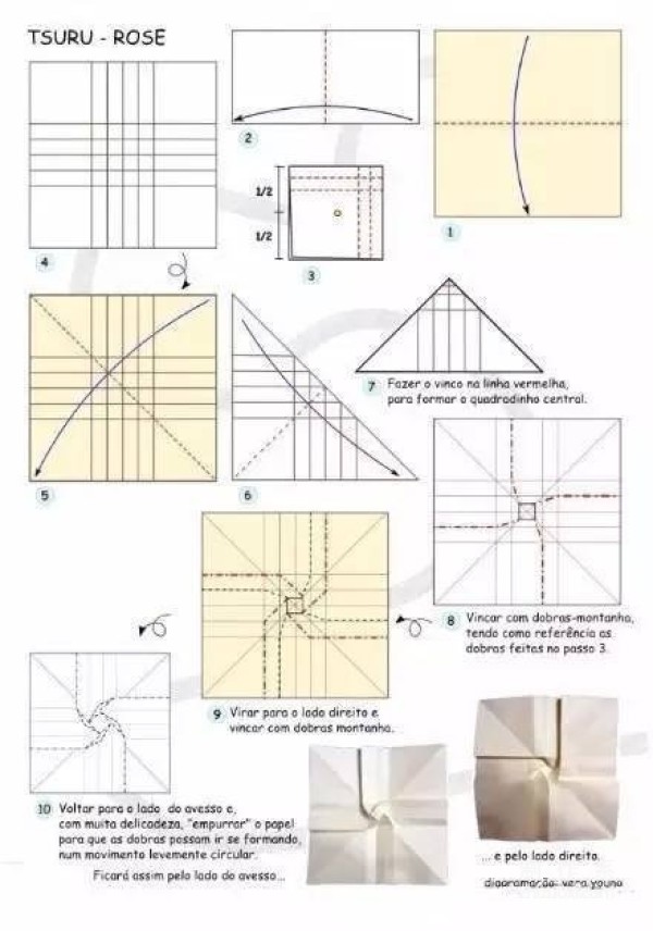 玫瑰千纸鹤的折法图解