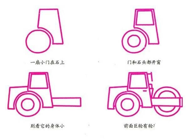 压路机简笔画教程步骤图解大全：怎么画压路机