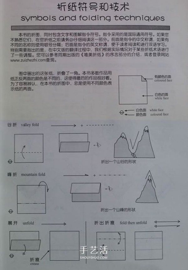 新手折纸入门：折纸符号及基本折法图解大全